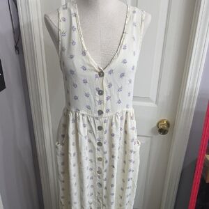 Jones New York Cream Midi Dress with Lavender Floral Print
